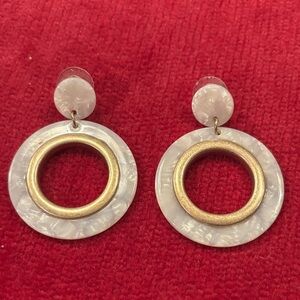 Elegant Gold and White Hoop Earrings
